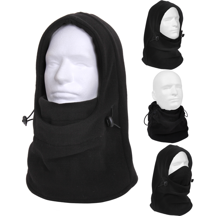 Black Fleece Balaclava Warm Winter Adjustable Double Layer Head Neck Face Cover