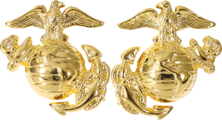 Gold USMC Globe & Anchor Official US Marines Logo Insignia Set