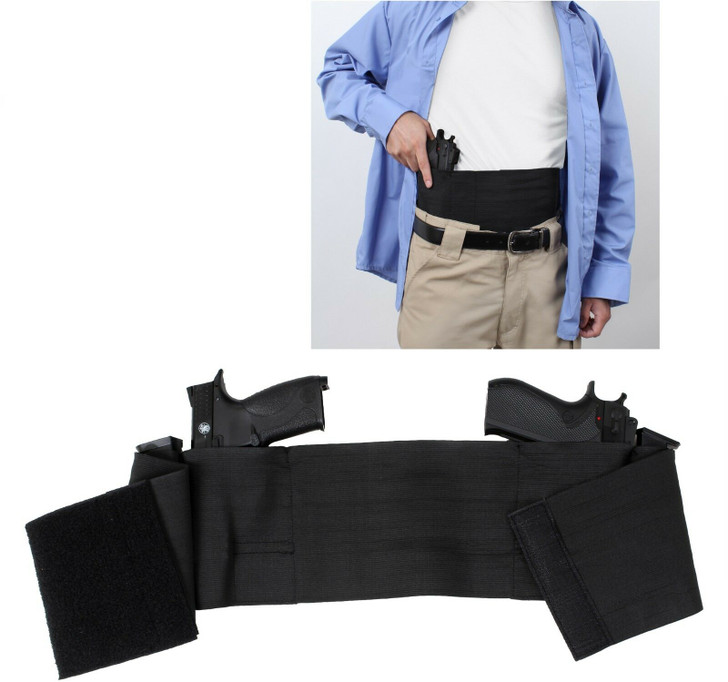 Black Elastic Hidden Belly Band Holster Ambidextrous Discreet Concealed CCW