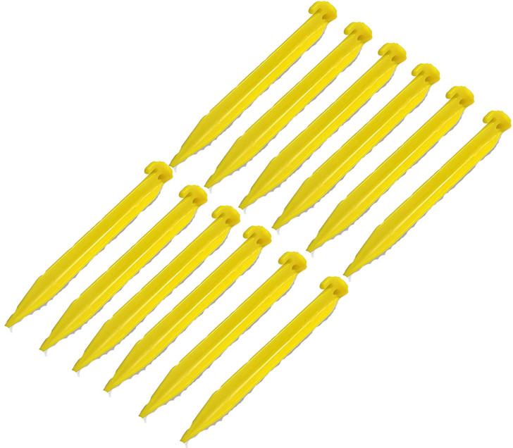 12 Pack Yellow Tent Stakes 9" Plastic Pegs Outdoor Camping Garden Pins Non Rust