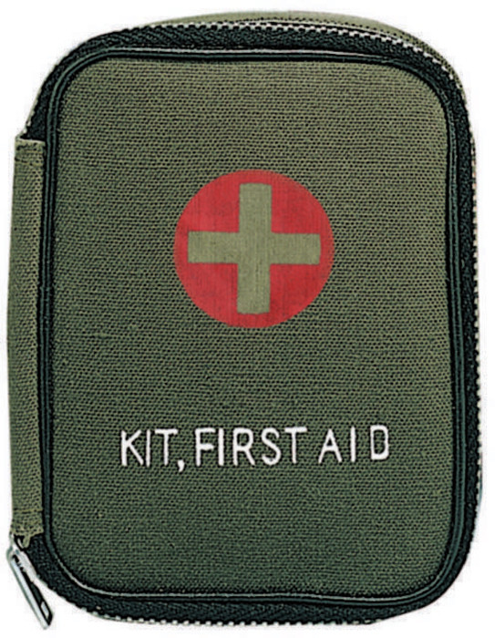 Olive Drab Military Zipper First Aid Kit with Supplies