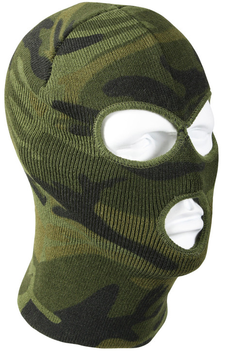 Woodland Camouflage Winter Cold Weather Three Hole Acrylic Military Face Mask