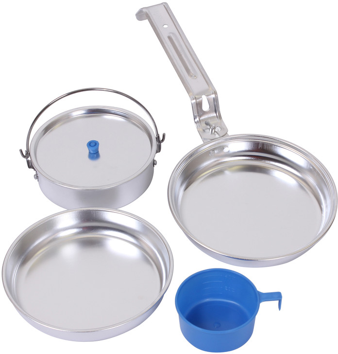 Aluminum 5 Piece Mess Kit Camper Camping Military Outdoor Cook Pots Pan Set
