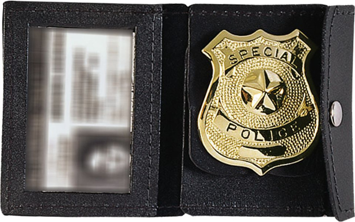 Black Leather Law Enforcement Badge & ID Holder