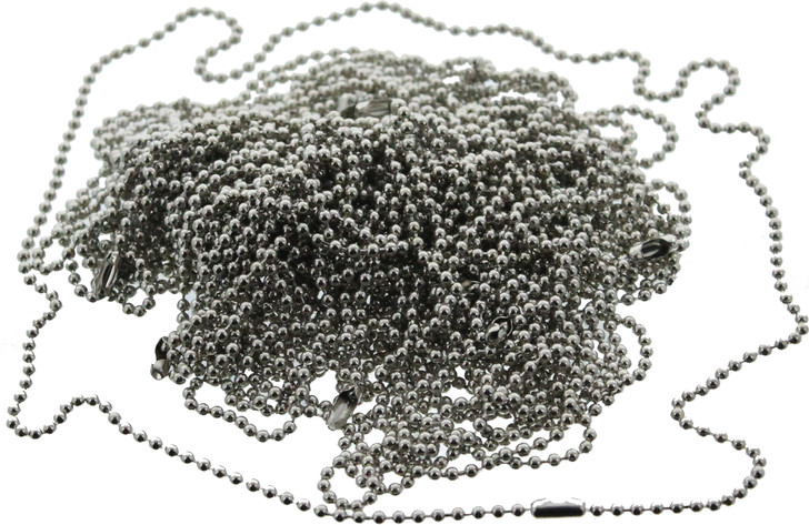 100 Pack - Silver Stainless Steel Long Fashion Bead Chain Necklace (24")