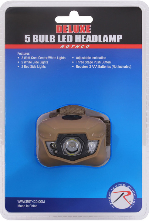 Coyote Brown Five Bulb Multi-Function LED Headlamp