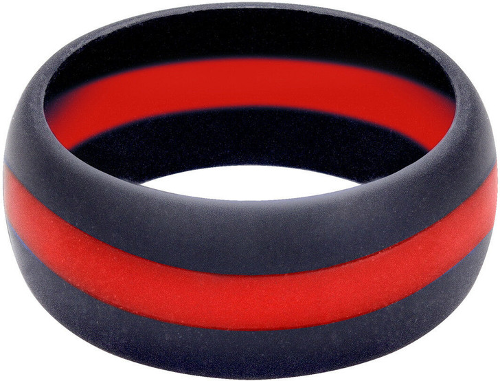 Thin Red Line Silicone Non-Conductive Ring Durable Alternative Wedding Band