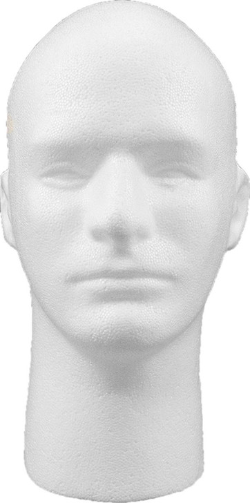 White Styrofoam Head Male Face Model Foam Mannequin Stand Form Man Display
