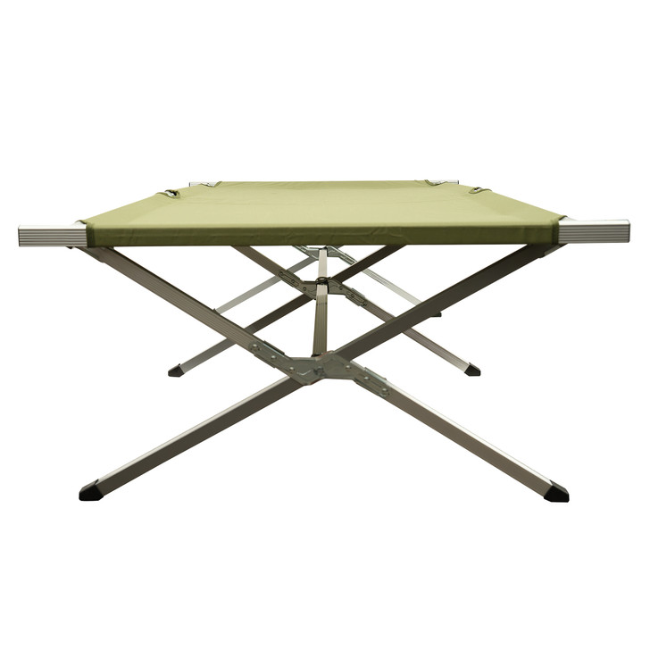 Olive Drab Oversized Aluminum Folding Cot 80"x30" Camping Bed with Carry Case