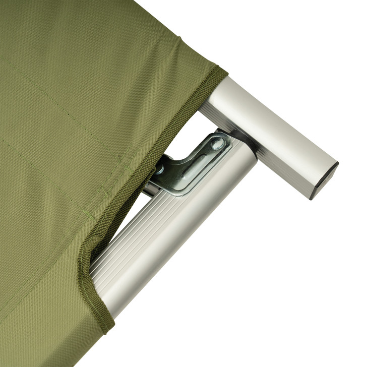 Olive Drab Oversized Aluminum Folding Cot 80"x30" Camping Bed with Carry Case
