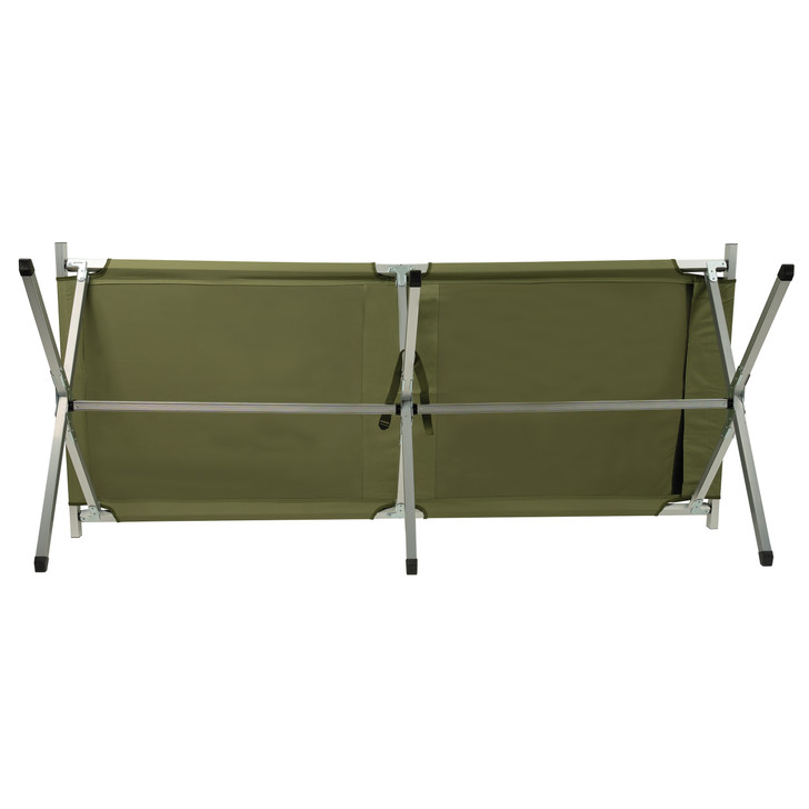 Olive Drab Oversized Aluminum Folding Cot 80"x30" Camping Bed with Carry Case