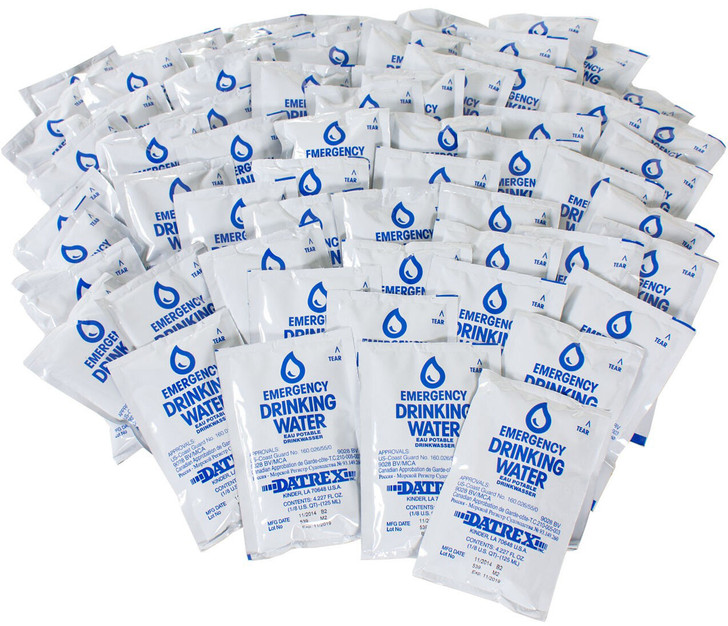 DATREX Emergency Water Pouches for Survival or Disaster Supplies 125ml - 64 Pack