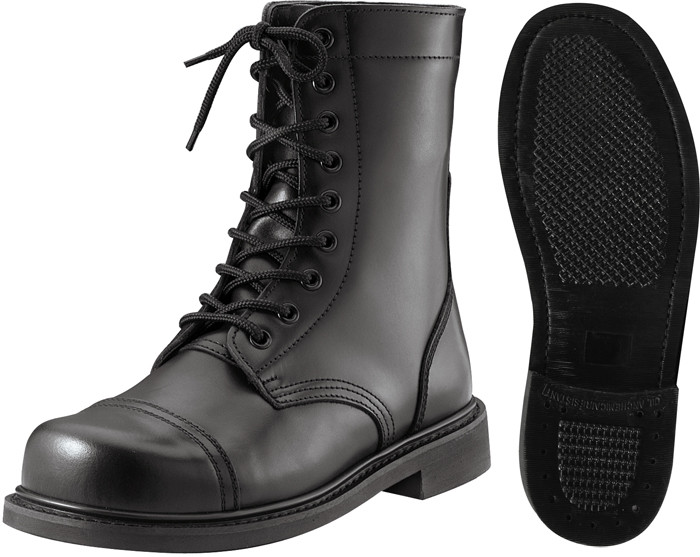 Kids Black Leather Military Boots Childrens Tactical Combat Boots 9"
