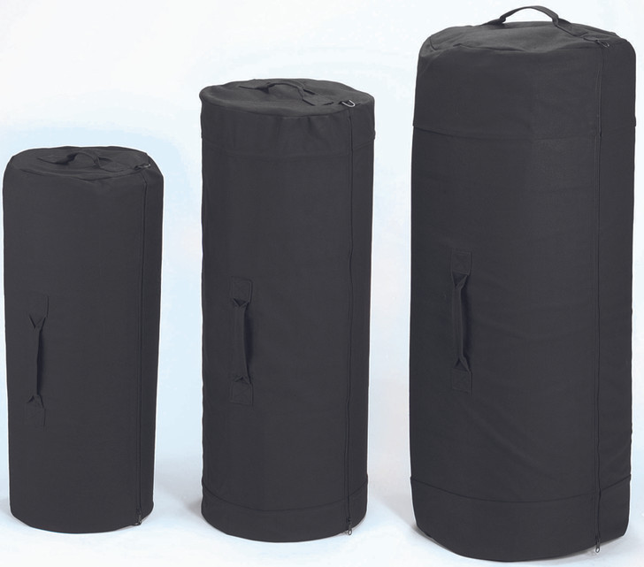 Black Cotton Canvas Side Zipper Sports Gym Travel Duffle Bag Duffel