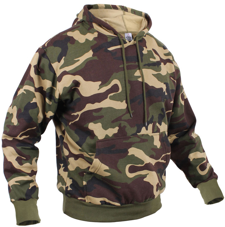 Camo Hoodie Pullover Hooded Sweatshirt Woodland Camouflage Army Fatigues Sweat
