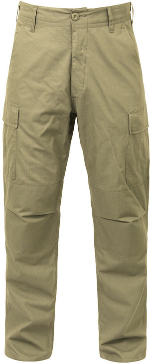 Khaki Solid Military Rip-Stop BDU Cargo Bottoms Fatigue Trouser Pants