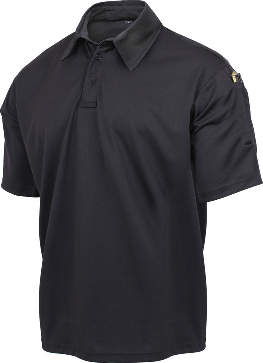 Black Performance Moisture Wicking Security Tactical Work Polo Shirt