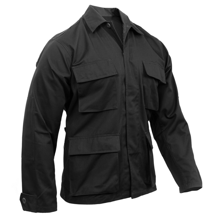 Black Tactical BDU Shirt Coat Solid Uniform Army Long Sleeve Military Fatigues