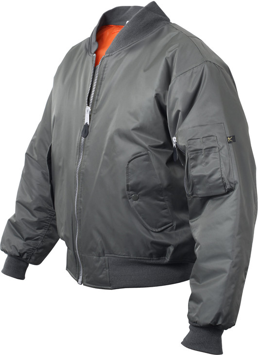 Gun Metal Grey Military Air Force MA-1 Reversible Bomber Coat Flight Jacket