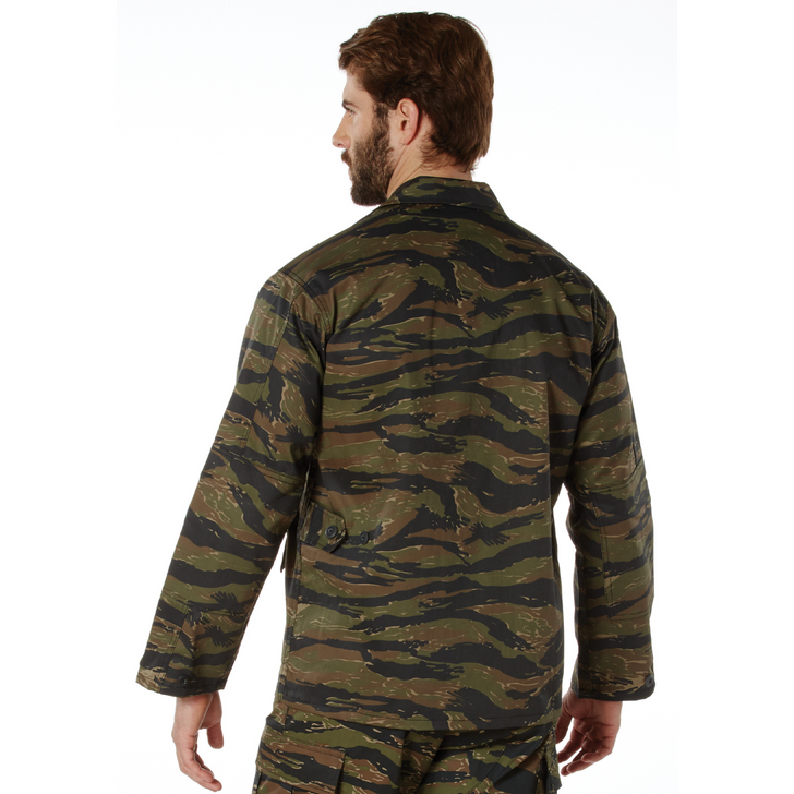 Mens Tiger Stripe Camouflage Military BDU Shirt Tactical Uniform Coat Fatigues