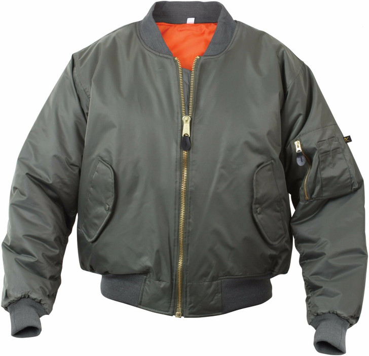 Sage Green Tactical Air Force MA-1 Reversible Bomber Coat Flight Jacket