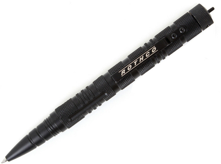 Black Tactical Pen 6" Metal Glass Breaker, Handcuff Key, Emergency Self Defense