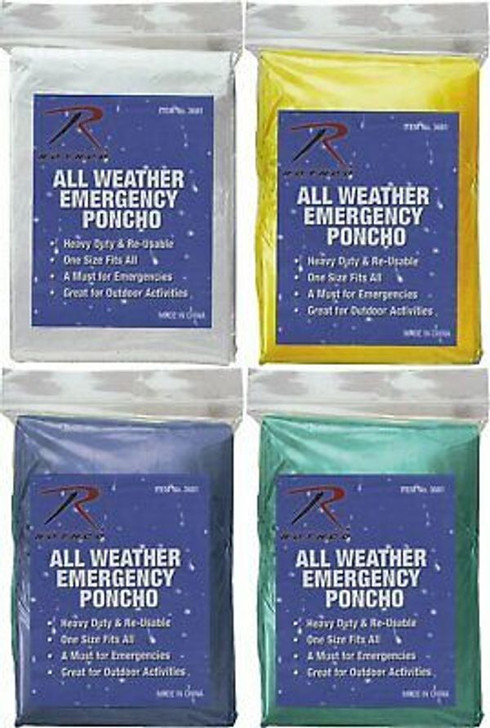 Emergency Rain & All Weather Pocket Reusable Rain Poncho w/ Hood 20-Pack