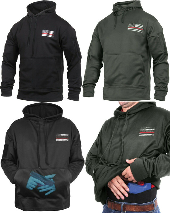Thin Red Line USA Flag Hoodie Support Firefighter Concealed Carry TRL Sweatshirt