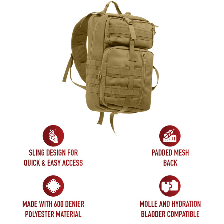 Tactical Sling Trasport Pack Crossbody Bag Army MOLLE Strap Concealed Carry CCW