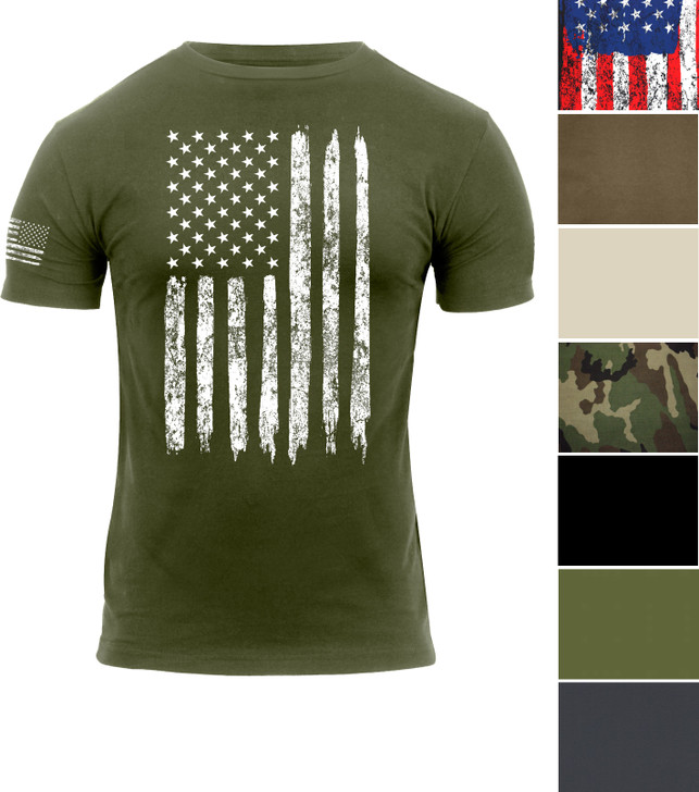 Mens US Flag Athletic T-Shirt Muscle Build Tactical Tee American Patriotic USA