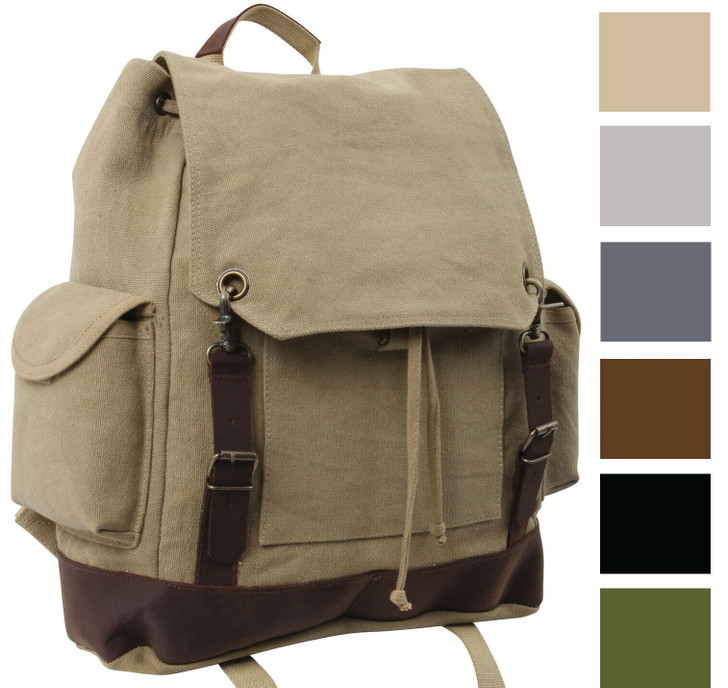 Military Rucksack Canvas Backpack Large Knapsack Vintage Bag School Bookbag