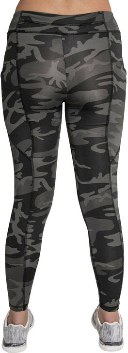 Womens Black Camo Stretch Pants Ladies Performance Leggings Stretch Snug Workout