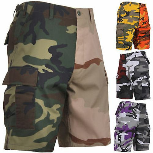 Two Tone Camo Cargo Shorts Military Fatigues Army Tactical BDU 6-Pocket