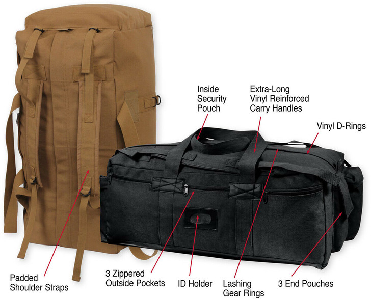 Heavy Duty Cotton Canvas Tactical Duffle Bag Israeli Mossad IDF Carry / Backpack