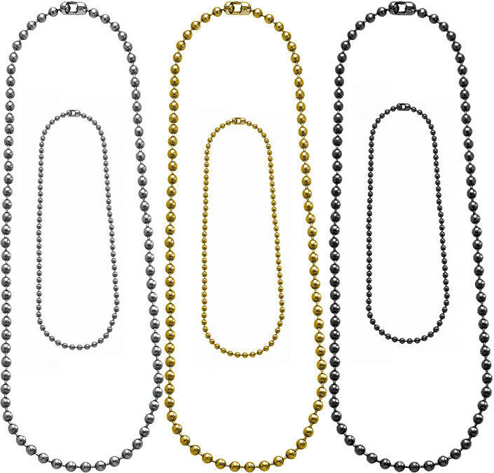 Dog Tag Chain Set, Ball Chain 4.5" & 24" military dogtags army bead necklace