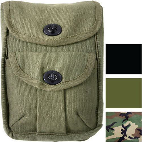 Canvas 2 Pocket Ammo Pouch Mini Pouch Tactical Shell Holder w/ Belt Loop