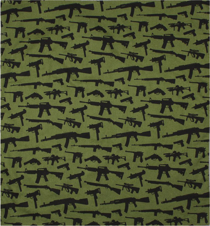 Olive Drab & Black Cotton Biker Gun Bandana (22" x 22")
