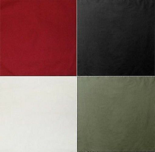 4 Pack - Solid 100% Cotton Biker Military Bandanas (27" x 27")