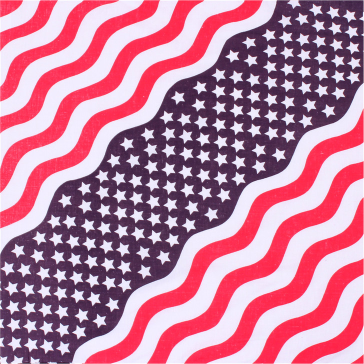 Stars & Stripes Red White Blue US Flag Wavy Bandana Head Cover 22"