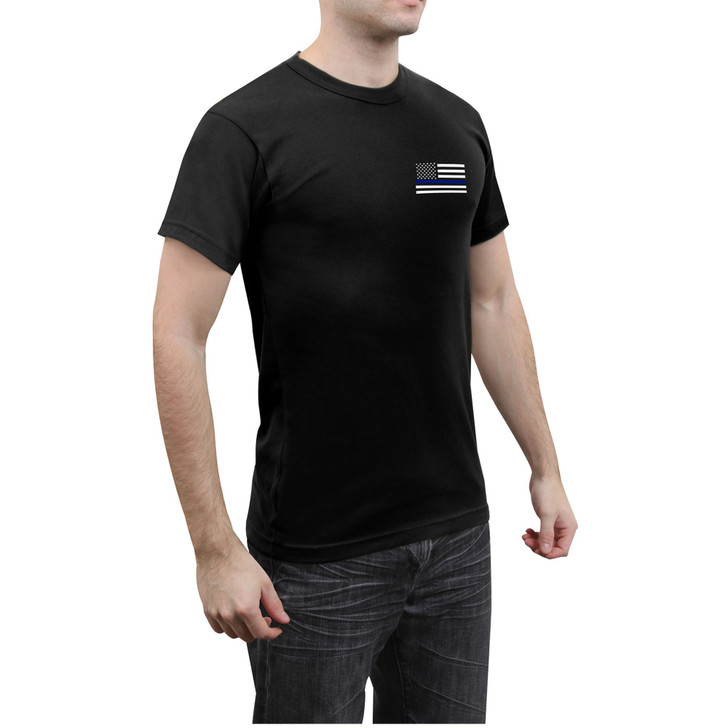 Black Honor and Respect TBL Thin Blue Line Flag T-Shirt Double Sided Tee