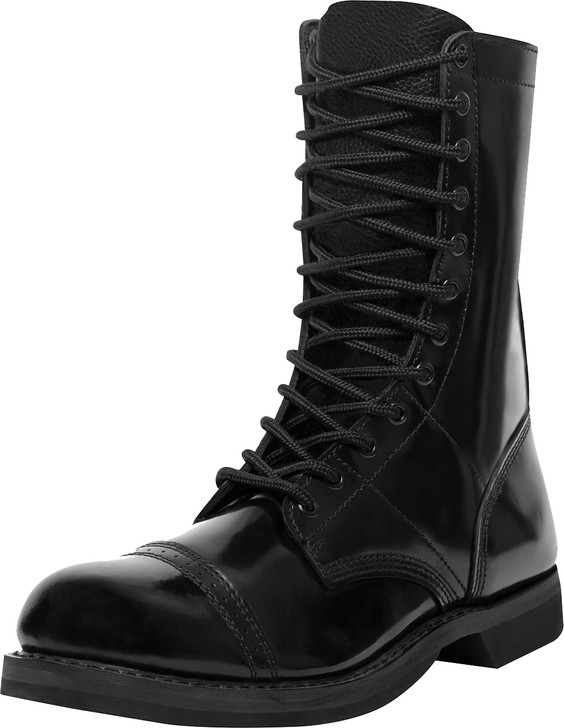 Black Leather Military Jump Boots 10 Inches Army Impact Absorbent Shoes