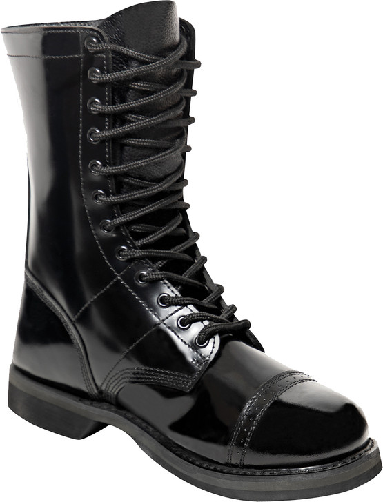 Black Leather Military Jump Boots 10 Inches Army Impact Absorbent Shoes