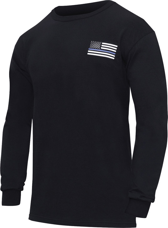 Black Honor and Respect TBL Thin Blue Line Flag Full Sleeve T-Shirt