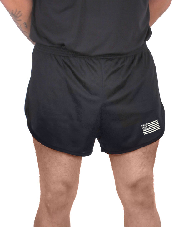 Black US Flag Ranger Physical Training PT Shorts Work Out Running Exercise Gym
