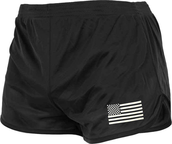 Black US Flag Ranger Physical Training PT Shorts Work Out Running Exercise Gym