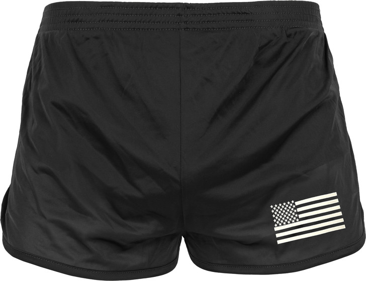 Black US Flag Ranger Physical Training PT Shorts Work Out Running Exercise Gym
