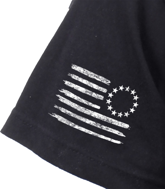 Black Patriotic 1776 with Betsy Ross Flag T-Shirt Short Sleeve independence Tee