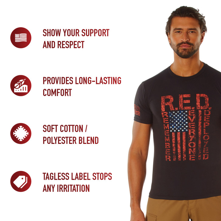 Athletic Muscle T-Shirt US Flag Remember Everyone Deployed R.E.D. Tee