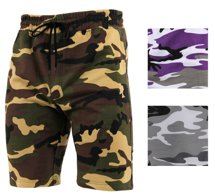 Mens Summer Sports Gym Lightweight BDU Military Camo Sweat Shorts