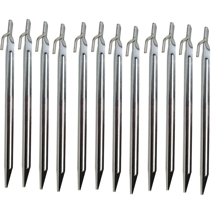 Heavy Duty Metal Sturdy Steel Tent Solid Stakes 12-Pack